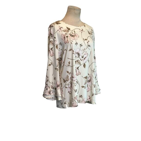 Karl Lagerfeld cream soft pink floral blouse size Medium - Picture 10 of 14